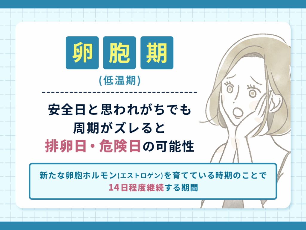 卵胞期(低温期)は安全日と思われがちでも周期がズレると排卵日・危険日の可能性
